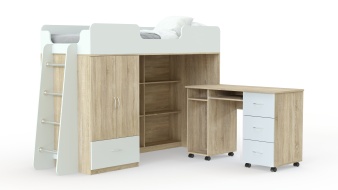 Кровать-чердак Миф 3 с рабочей зоной