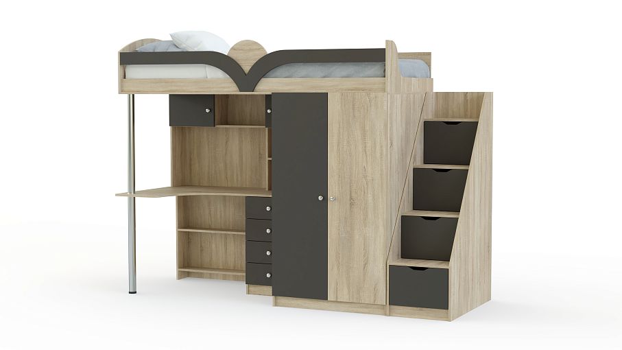 Кровать-чердак с рабочей зоной Мираж К-32 BMS - Фото