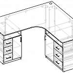 Чертеж Компьютерный угловой стол с тумбой Валли 6 BMS