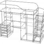 Чертеж Кровать-чердак с рабочей зоной Мираж К7-4 BMS