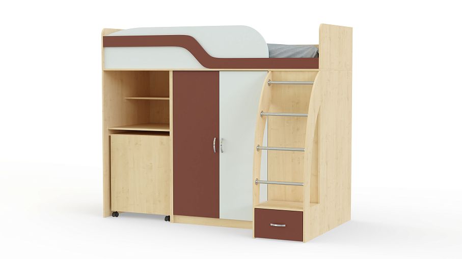 Кровать-чердак с рабочей зоной Мираж К22 BMS - Фото