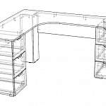 Чертеж Угловой письменный стол для двоих Дублин 97 BMS