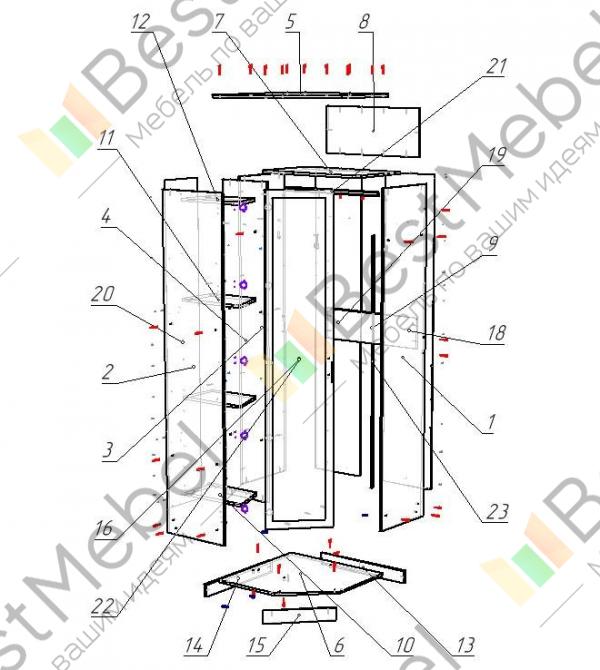 Схема сборки шкаф угловой белла