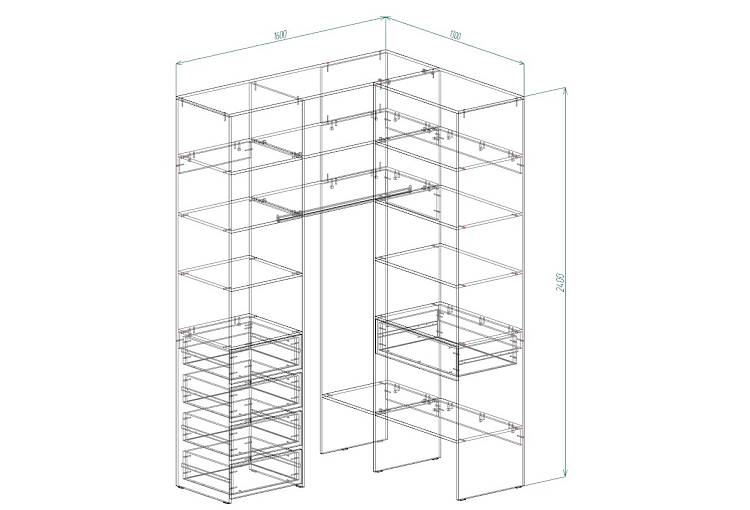 Гардеробная угловая Руссо 2 (1600х2400х1300)